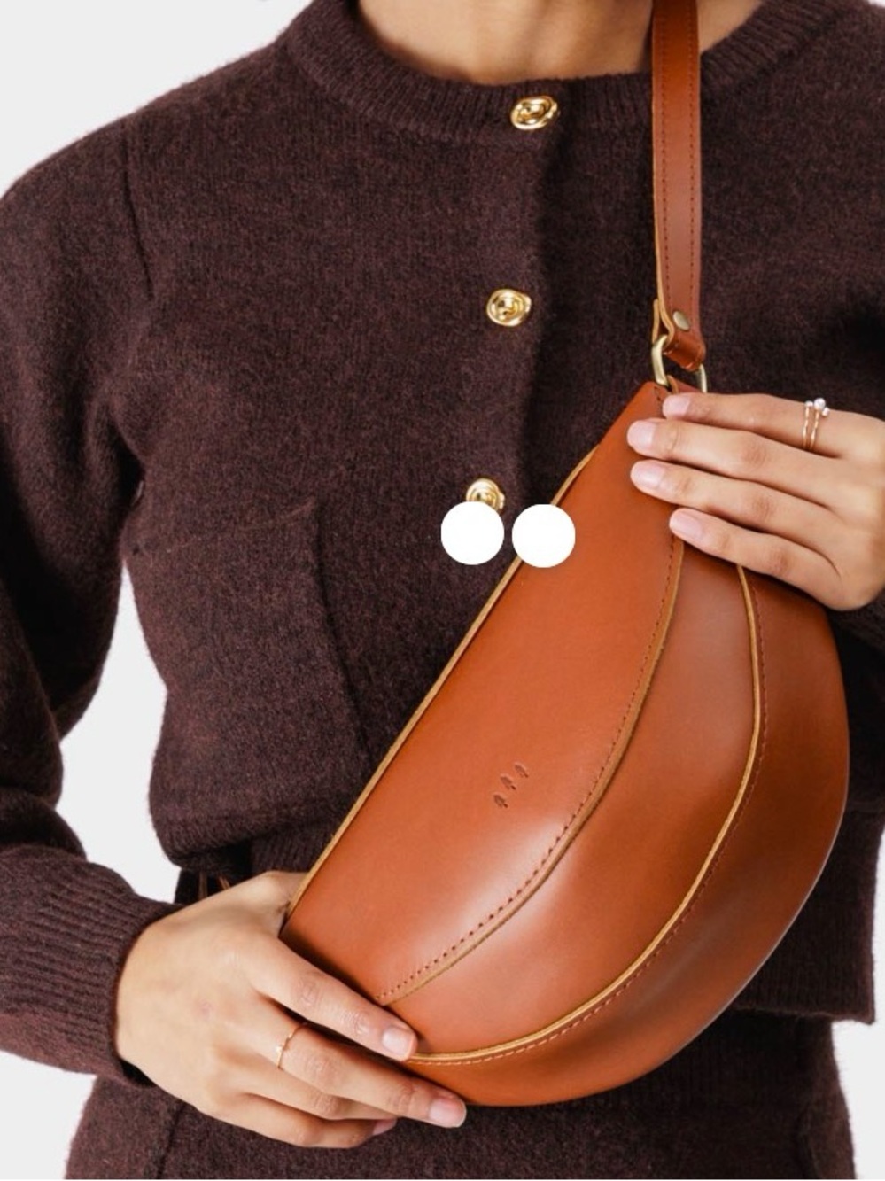 Portland Leather Group Koala Honey Leather Crescent Shoulder Bag with Tassel - Picture 5 of 7